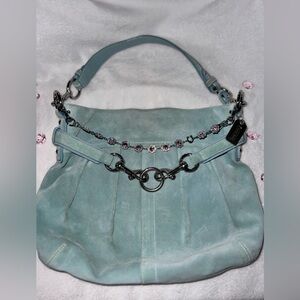 coach suede pleated hobo